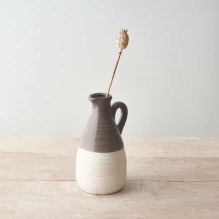 Two Tone Decorative Jug Vase - Grey
