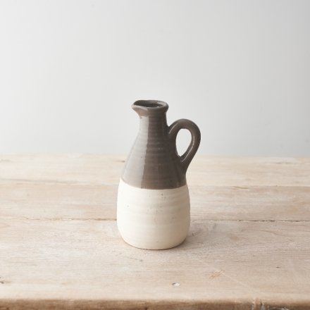 Two Tone Decorative Jug Vase - Grey