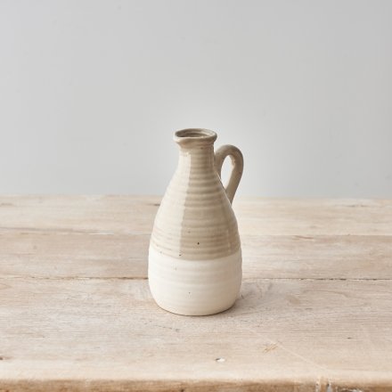 Two Tone Decorative Jug Vase - Oatmeal