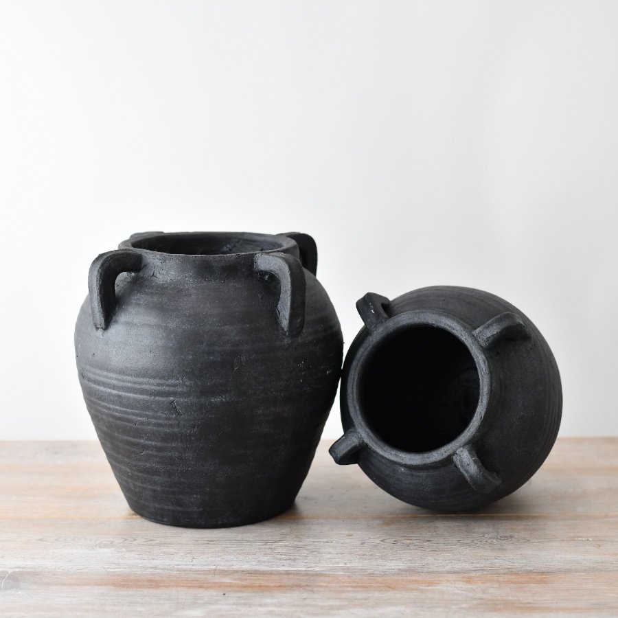 Pompeii Black Rustic Vase.