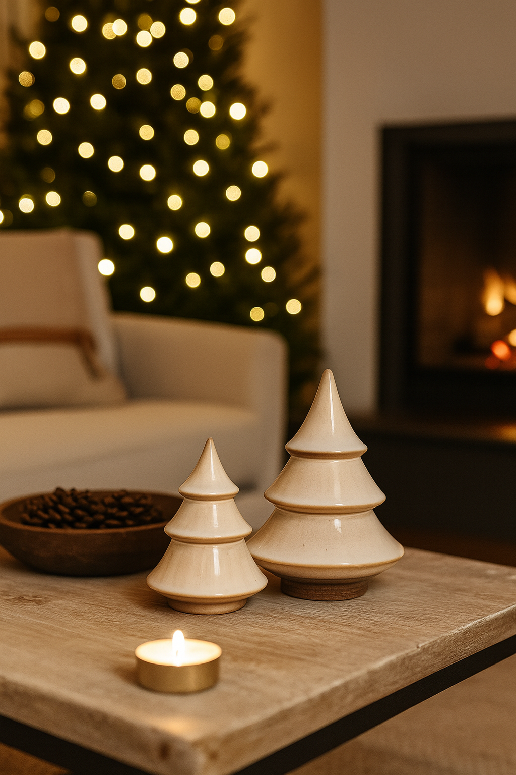 Neutral Glazed Ceramic Christmas Trees