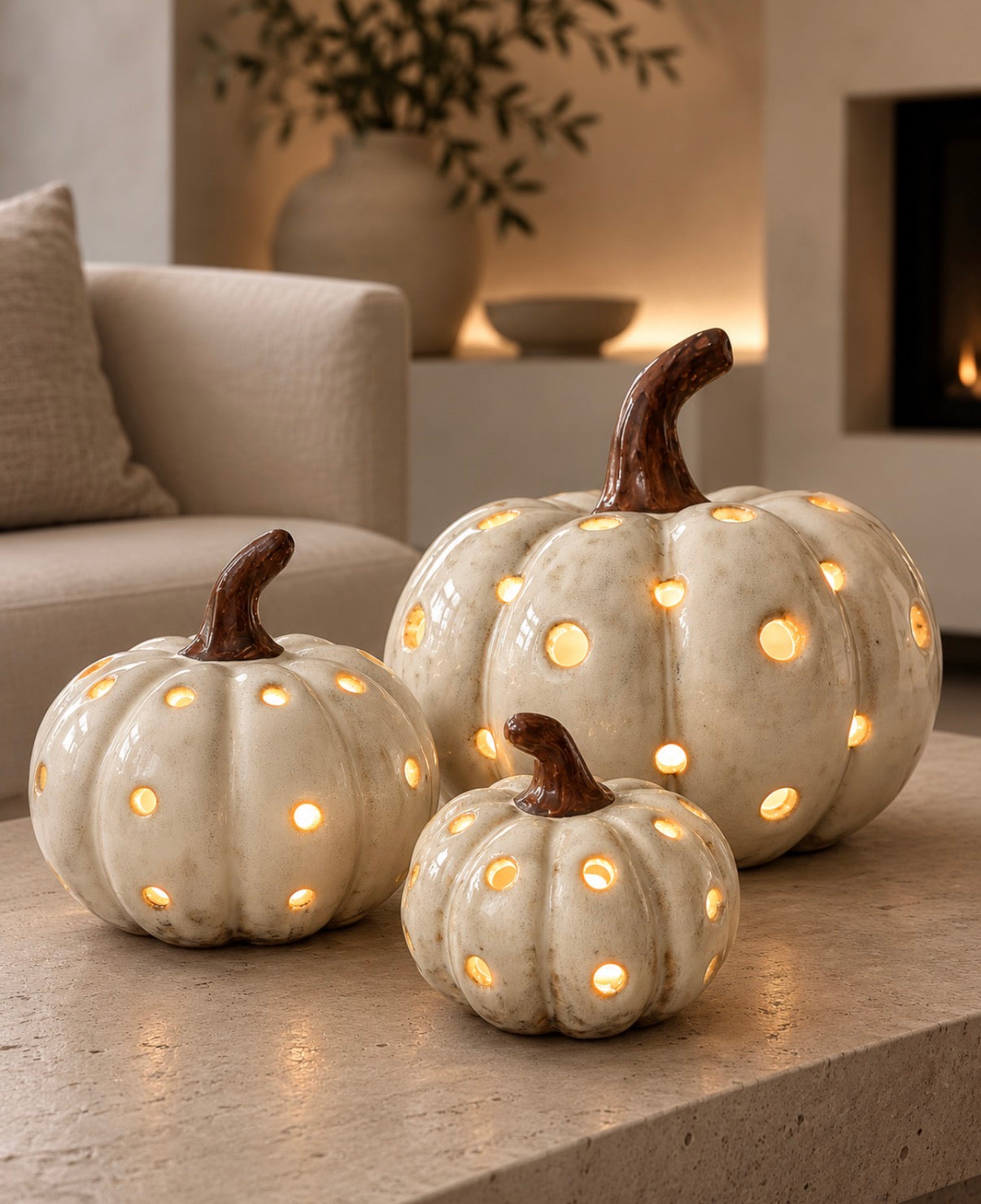 Ceramic LED Pumpkin Decoration