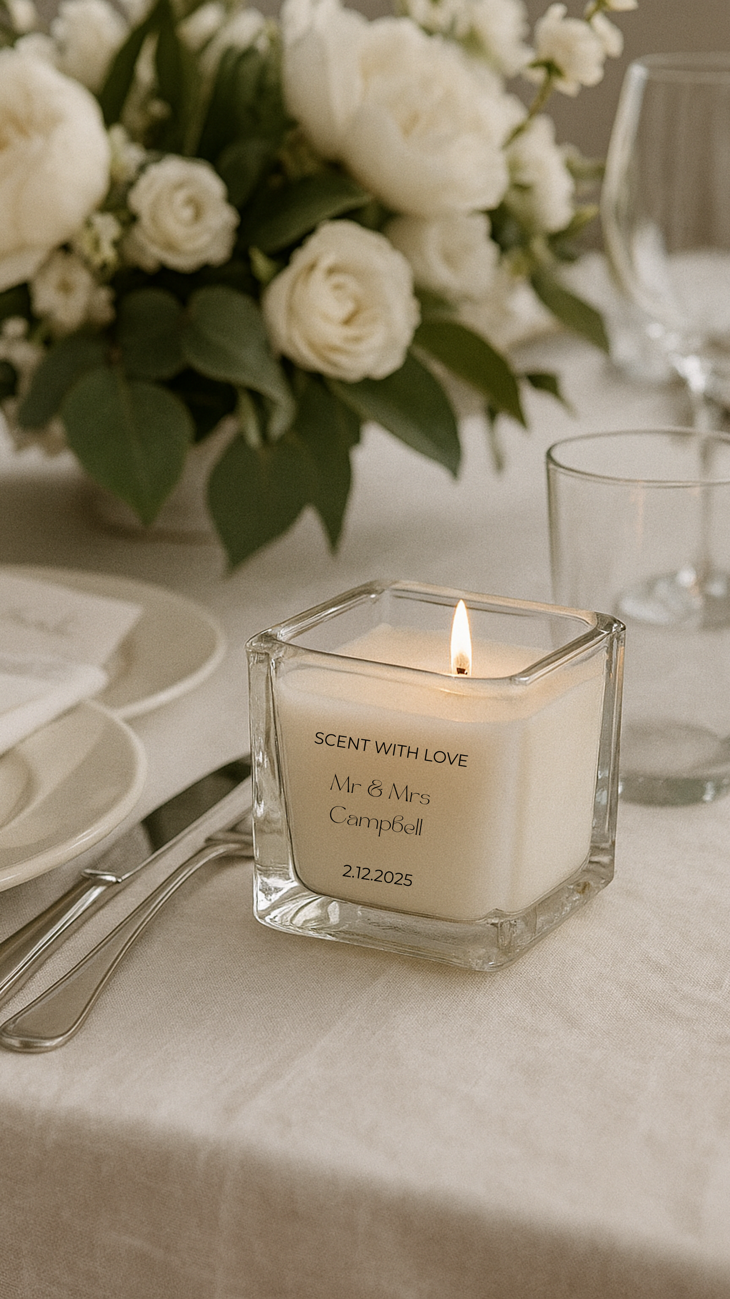 CUSTOMISED CANDLE WEDDING FAVOURS