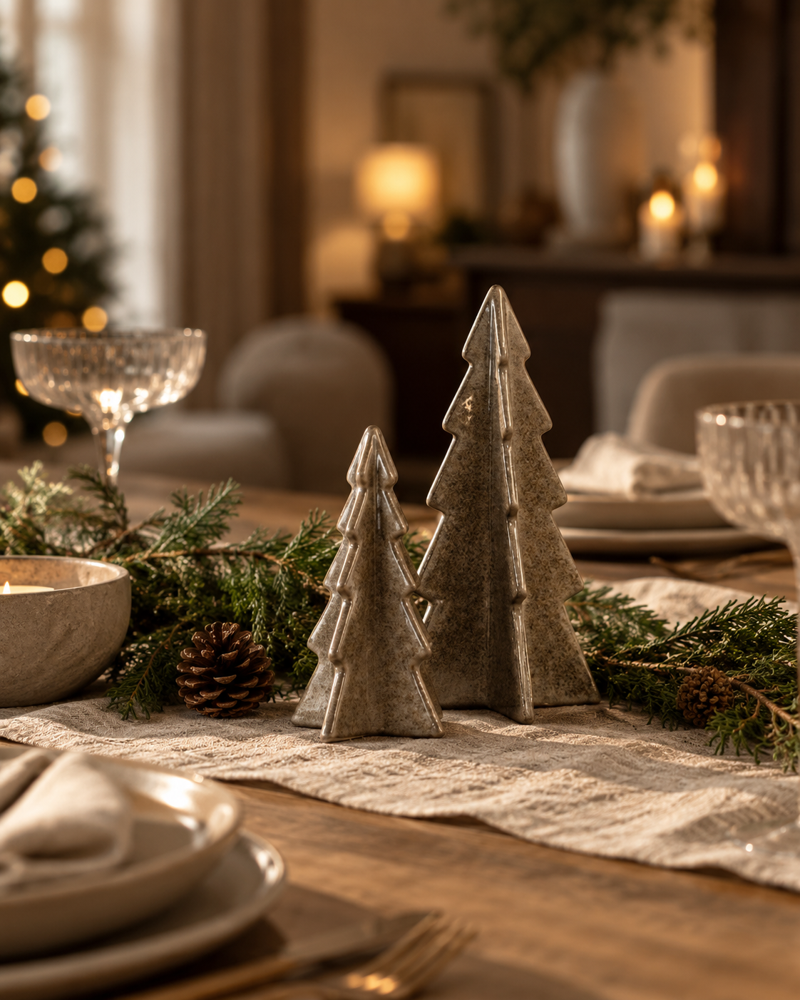 Antique Glazed Ceramic Christmas Trees