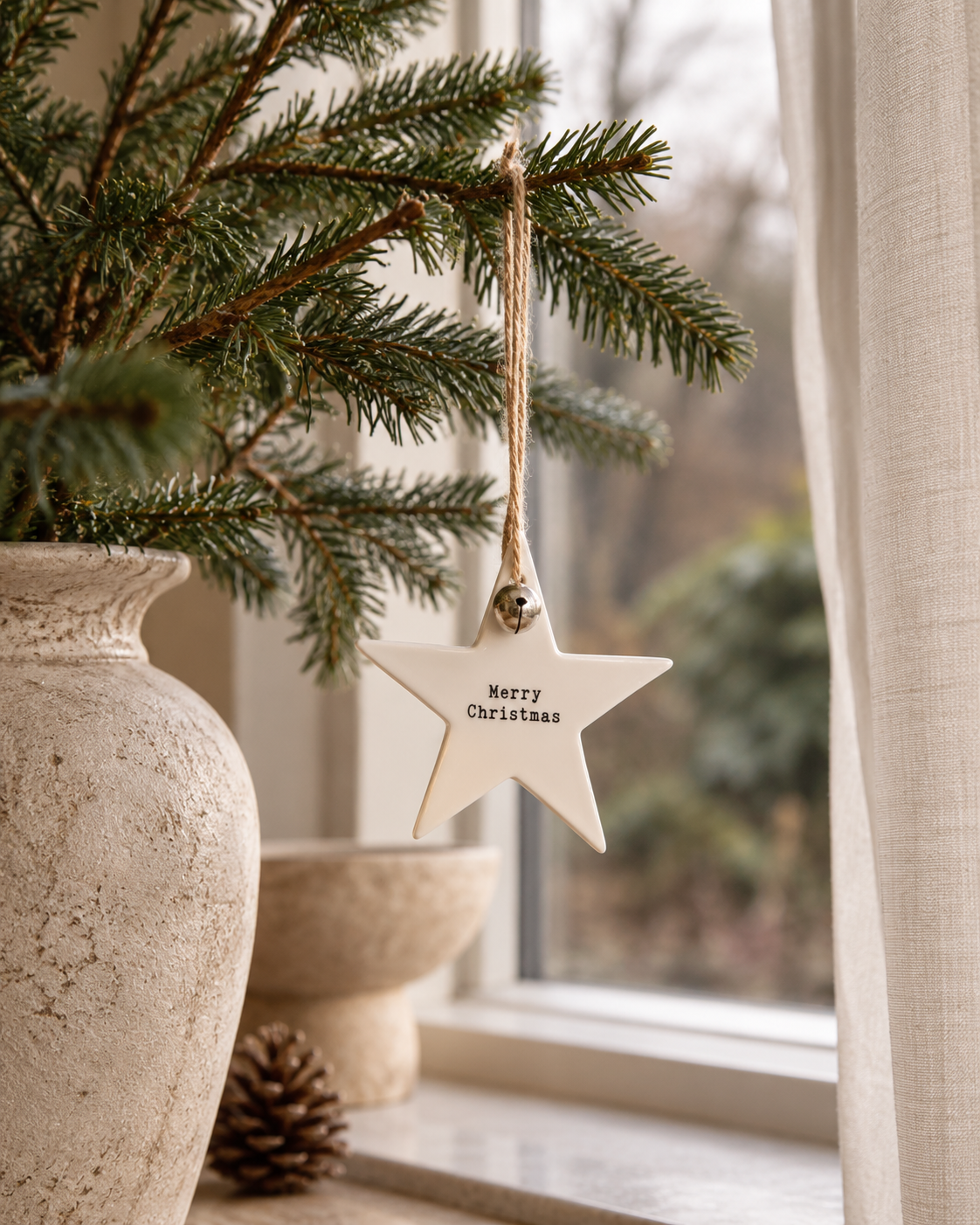 Ceramic “Merry Christmas” Hanging Star