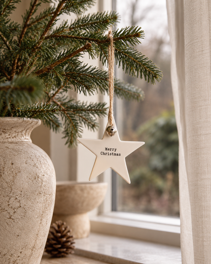 Ceramic “Merry Christmas” Hanging Star