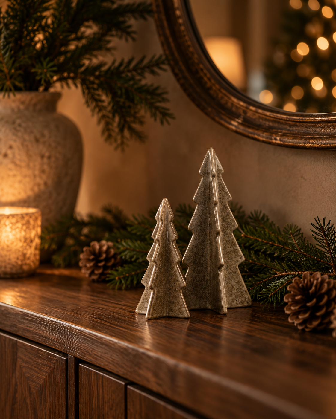 Antique Glazed Ceramic Christmas Trees