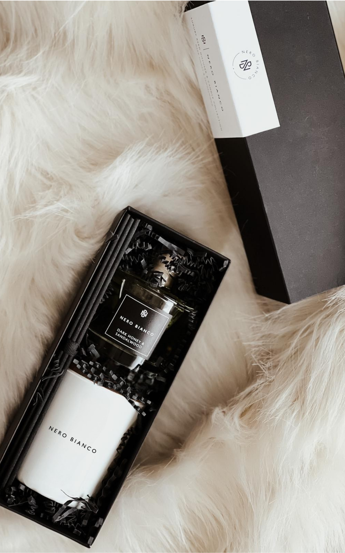 reed diffuser and white candle gift set